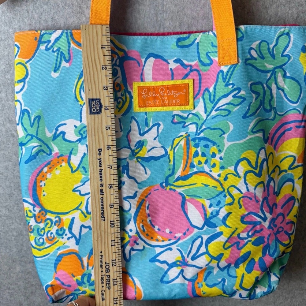 Lilly Pulitzer Blue Floral Tote with Yellow, Pink and Orange Accents
